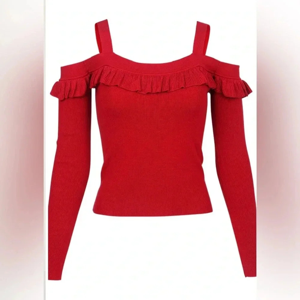 Cold Shoulder Ruffle Top - Picture 2 of 12